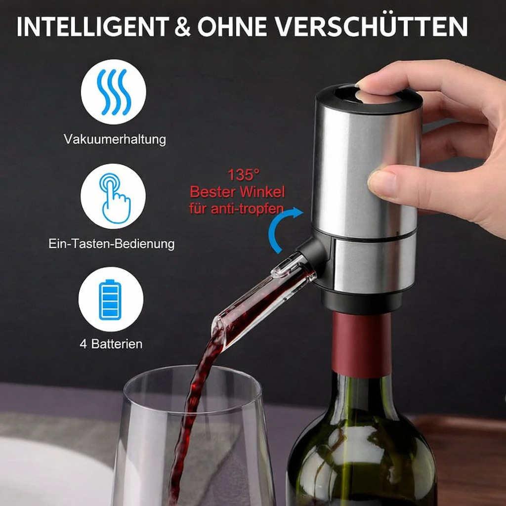 3-in-1 Belüfter & Spender | Weinbelüfter | Tropffrei | Einhandbedienung | AeriBlend