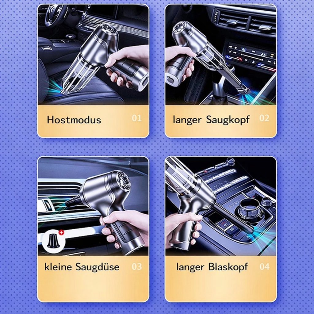 Autostaubsauger Kabellos | Hohe Saugkraft | Lange Akkulaufzeit | Für Auto & Haushalt | VacMaster