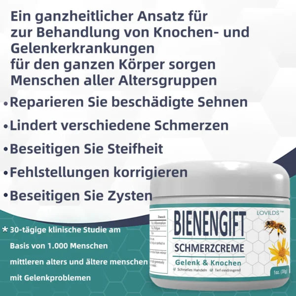 Bienengift Schmerzcreme | Wohltuende Pflege für Gelenke & Muskeln | Tiefenwirksame Formel | 1+1 GRATIS