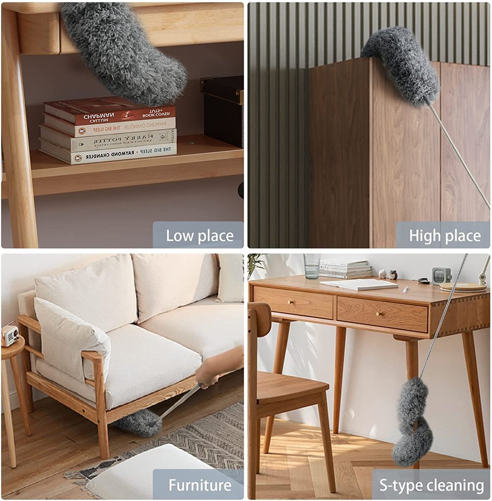 DustReach Teleskop-Mikrofaserstaubwedel | Extra Lange Reichweite | Flexibler Kopf | Waschbar