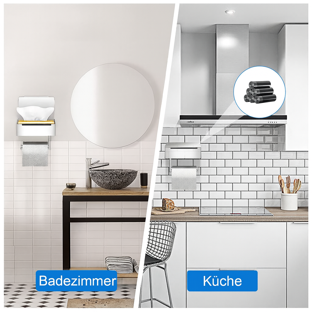 Edelstahl Toilettenpapierhalter mit Ablage | 2-in-1 Tissuebox & Handyablage | Rostfrei & Stilvoll