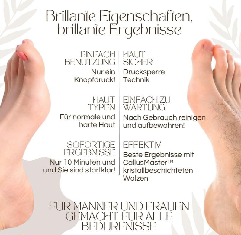 Elektrischer Hornhautentferner | Quarz-Kristallrollen | LED-Licht | Wasserdicht & Wiederaufladbar | CallusPro