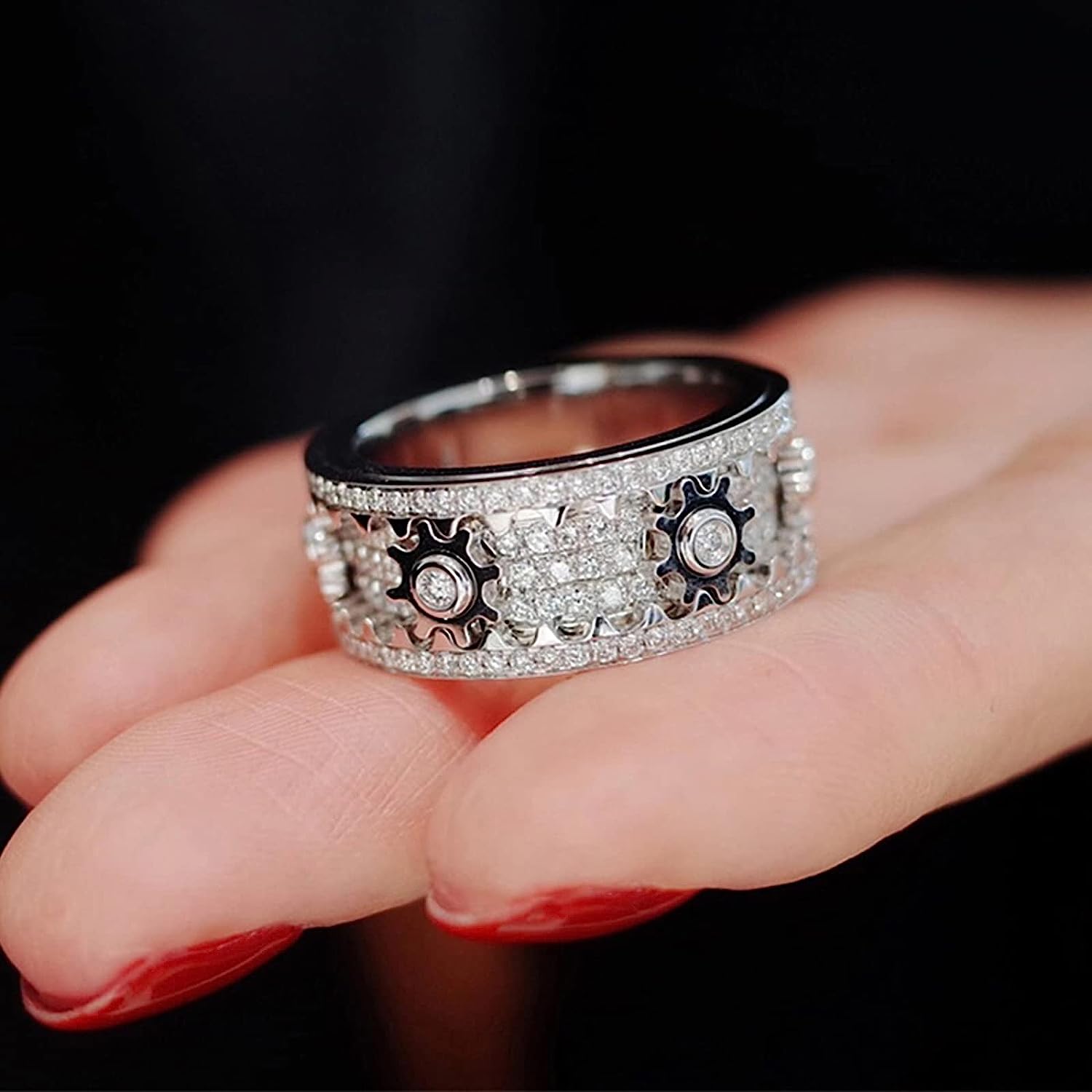 Fidget-Ring aus Edelstahl | Drehbare Mikro-Zahnräder | Anti-Stress Ring - GearRing™