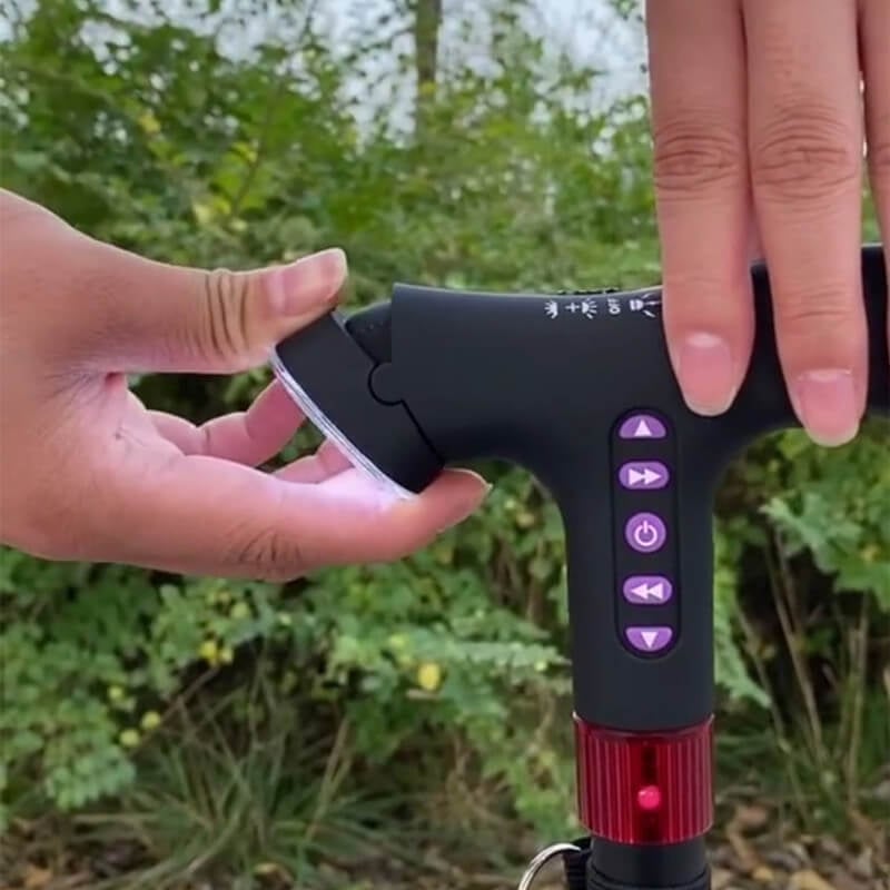 Gehstock | Sturzalarm | Höhenverstellbar | LED-Licht & Radio | SmartCane