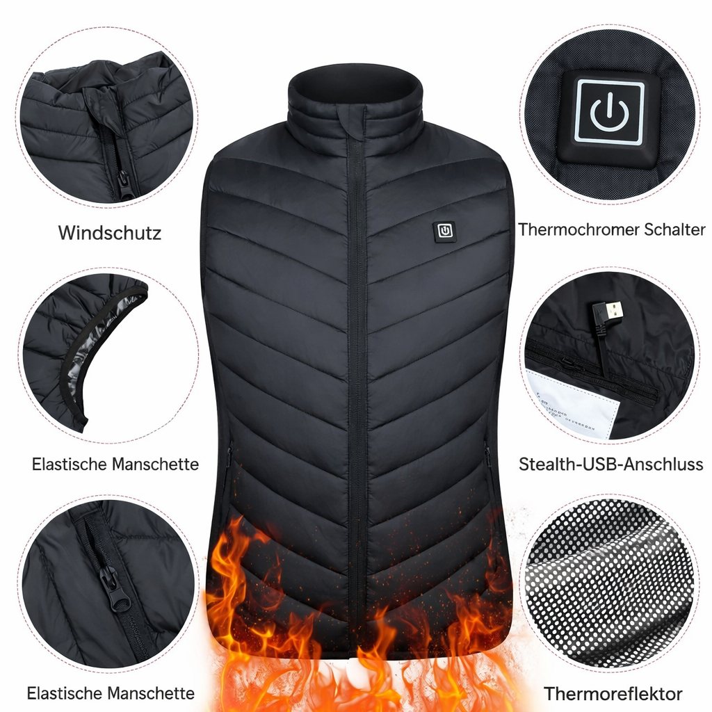 Heizweste | Ganzkörper-Wärme | 3 Heizzonen | Tragbare Wärmelösung | HeatVest