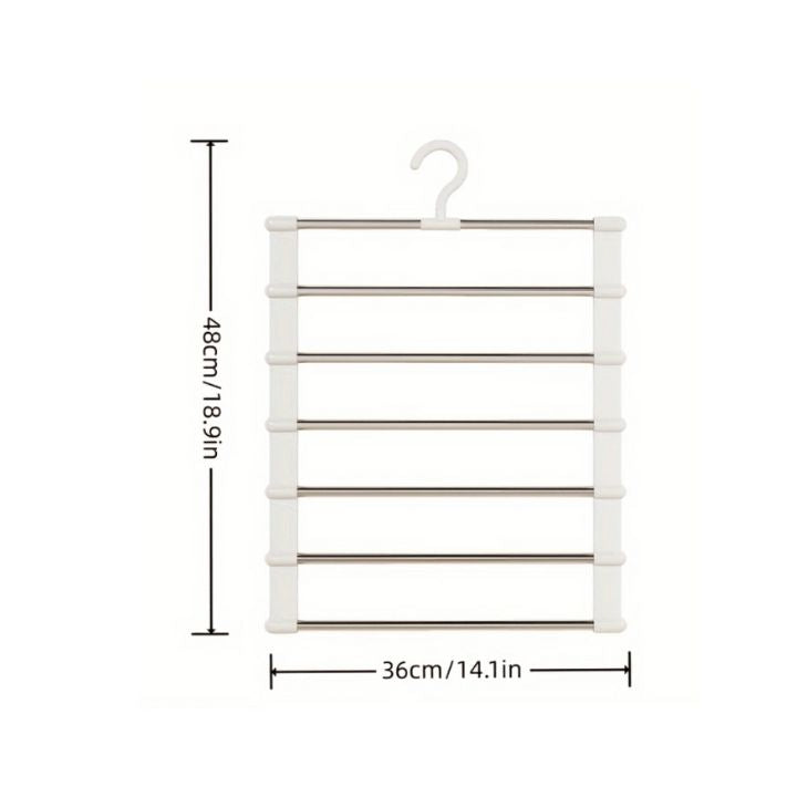 Hosenbügel Edelstahl | 7-Stangen Platzsparend | Rutschfest & Faltbar | Für Perfekte Ordnung