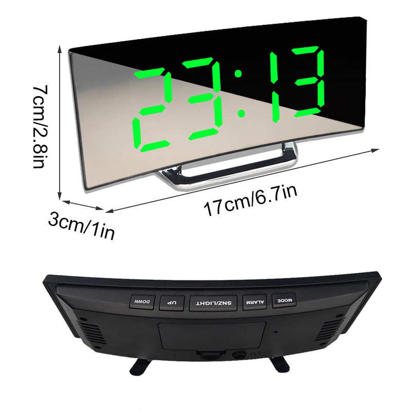 LED Digitalwecker | Gebogenes Display | Automatische Helligkeit | Modernes Design | Curve-Clock