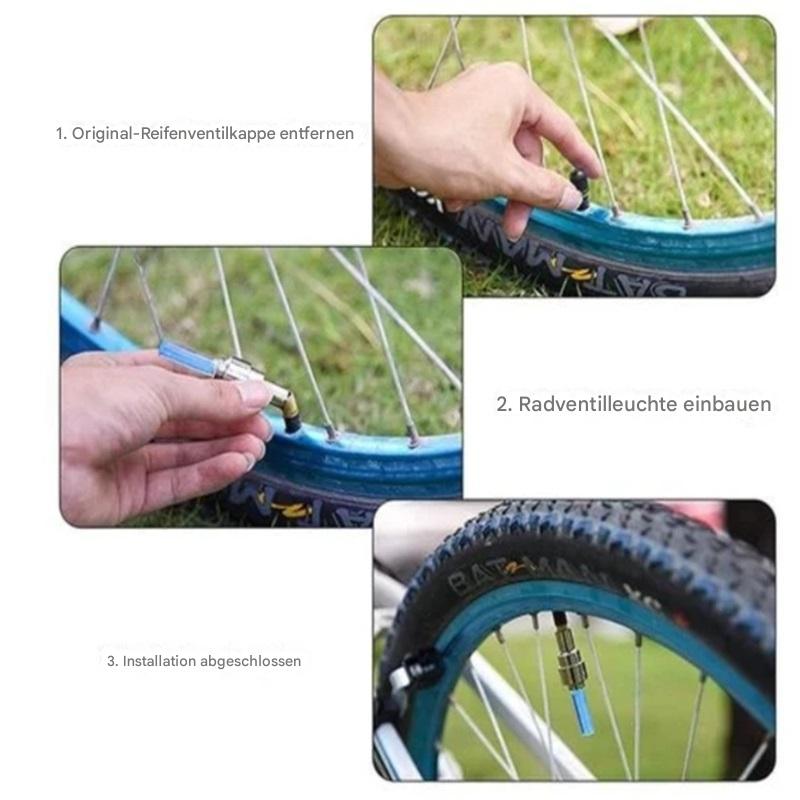 LED Reifenventillichter | Erhöhte Sichtbarkeit & Sicherheit | Wasserdicht | Für Auto, Motorrad & Fahrrad | 4 Stück | LumiWheel