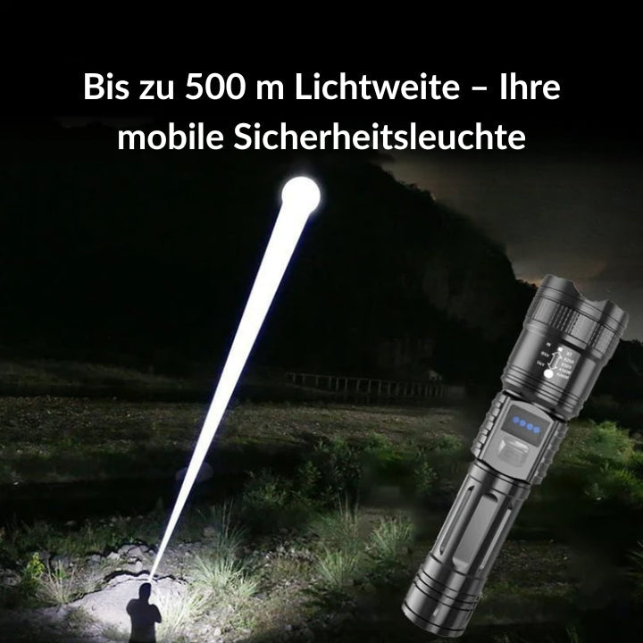 LED Taschenlampe | Ultrahell & Wasserdicht | 500m Reichweite | Zoom-Funktion| UltraBright