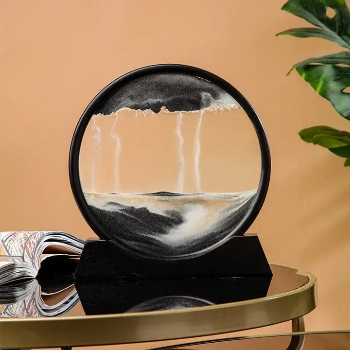 Sandbild Deko Glas | Bewegliche Sandlandschaft | Entspannendes Wohnaccessoire