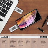 Smartphone Speicherstick | 3-in-1 USB & Lightning | Sofortige Datensicherung | 128GB Extra Speicher | Profi-Stick