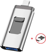 Smartphone Speicherstick | 3-in-1 USB & Lightning | Sofortige Datensicherung | 128GB Extra Speicher | Profi-Stick