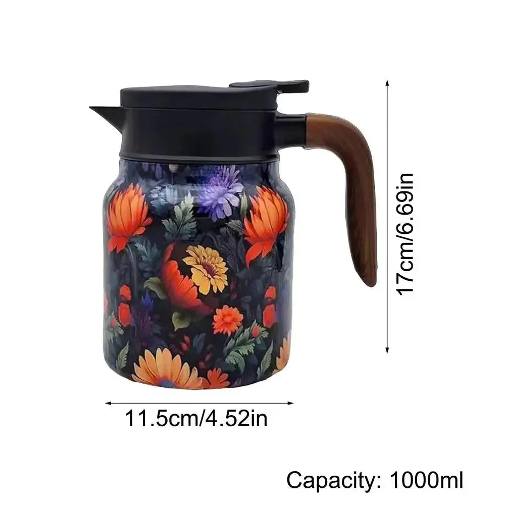 Teekanne | Edelstahl 316 | 1000 ml | Vintage Blumen Design