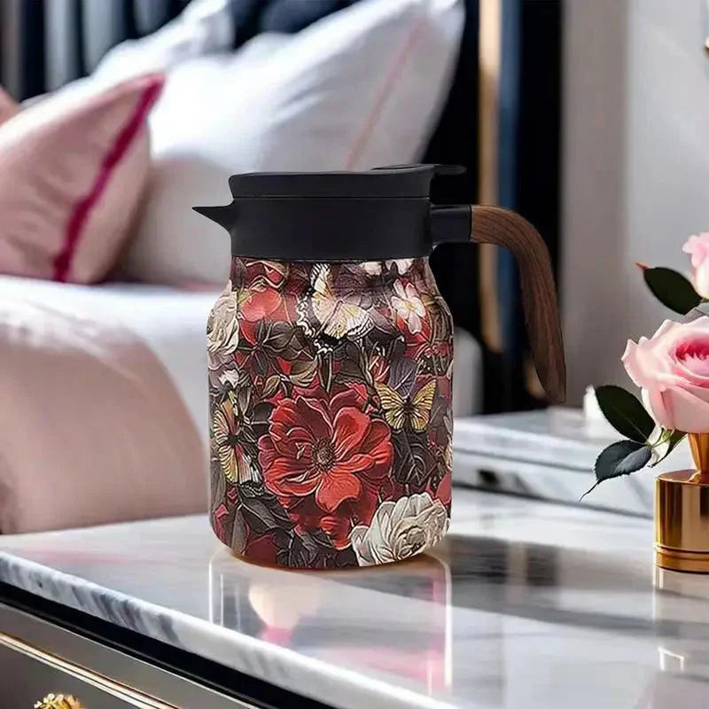 Teekanne | Edelstahl 316 | 1000 ml | Vintage Blumen Design