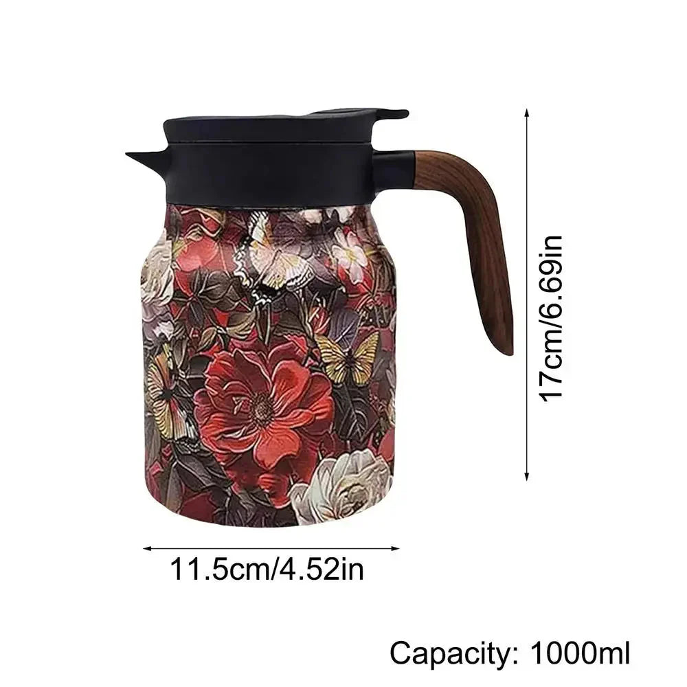 Teekanne | Edelstahl 316 | 1000 ml | Vintage Blumen Design