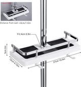 Verstellbares Duschregal – Rostfrei & Bohrfrei | Höhenverstellbarer Dusch-Organizer mit Haken