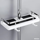 Verstellbares Duschregal – Rostfrei & Bohrfrei | Höhenverstellbarer Dusch-Organizer mit Haken