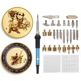 Holzbrenner mit Temperaturregelung | 28 Brennspitzen | Prägen & Schnitzen | Pyrographie-Kit