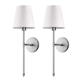 Kabellose Wandleuchte mit 3M-Klebemontage | Stoffschirm & Metallfuß | 2er-Set