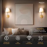 Kabellose Wandleuchte mit 3M-Klebemontage | Stoffschirm & Metallfuß | 2er-Set