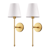 Kabellose Wandleuchte mit 3M-Klebemontage | Stoffschirm & Metallfuß | 2er-Set