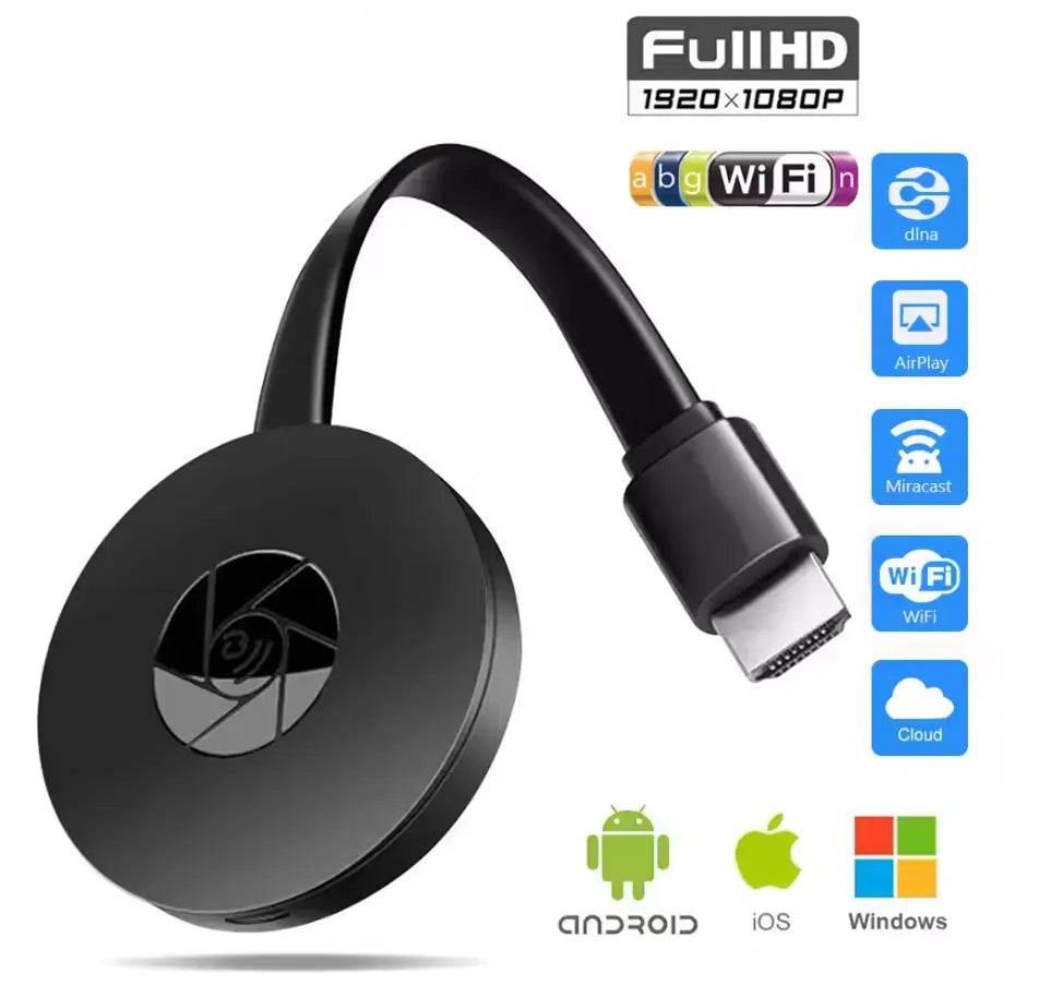 Kabelloser HD-Mirror-Adapter | Full HD 1080p | Miracast, AirPlay & DLNA | Plug & Play HDMI