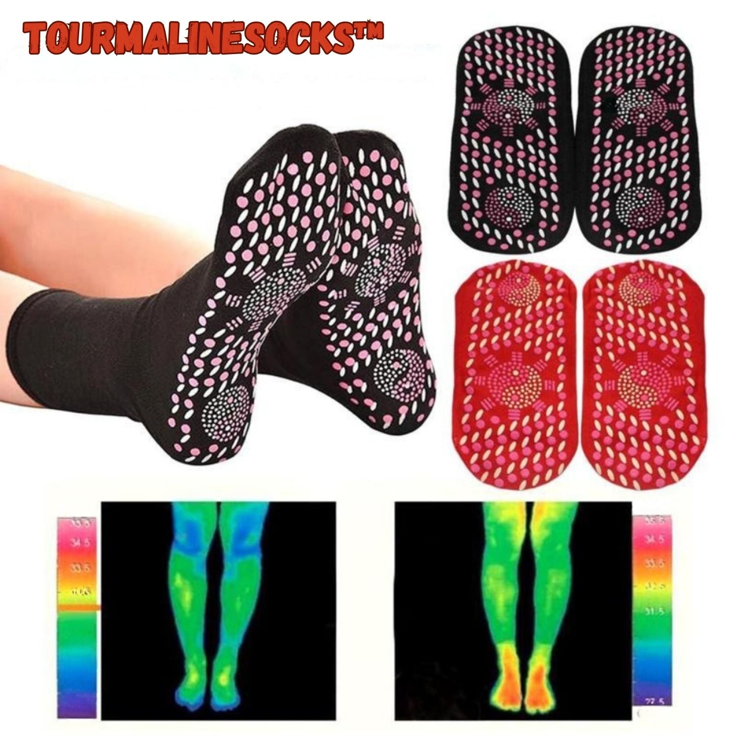 Socken | Selbsterwärmend | Magnetfeld-Massagepunkte | Fördert Durchblutung