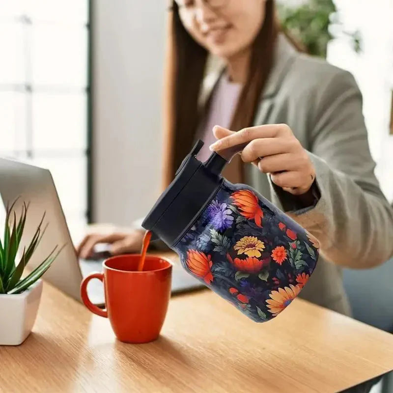 Teekanne | Edelstahl 316 | 1000 ml | Vintage Blumen Design