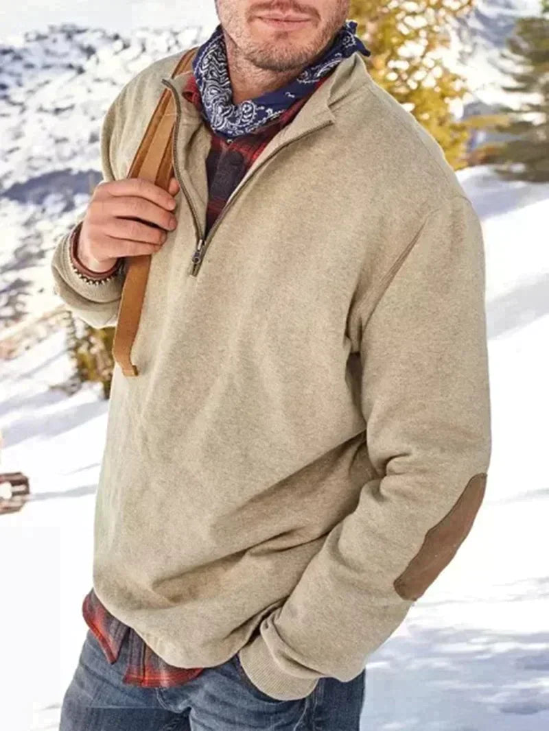 UrbanAlpha™ - Dickeres langärmeliges Sweatshirt mit halbem Reißverschluss für Männer