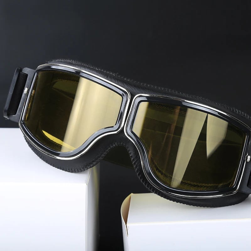 Vintage Motorradbrille | UV-Schutz | Stoßfest & Verstellbar | RetroGoggles