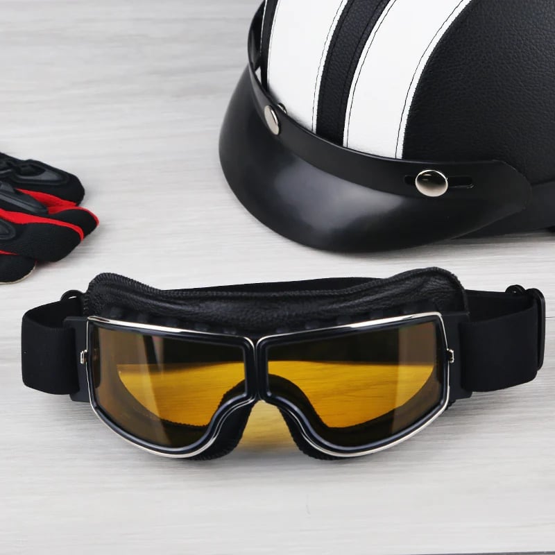 Vintage Motorradbrille | UV-Schutz | Stoßfest & Verstellbar | RetroGoggles