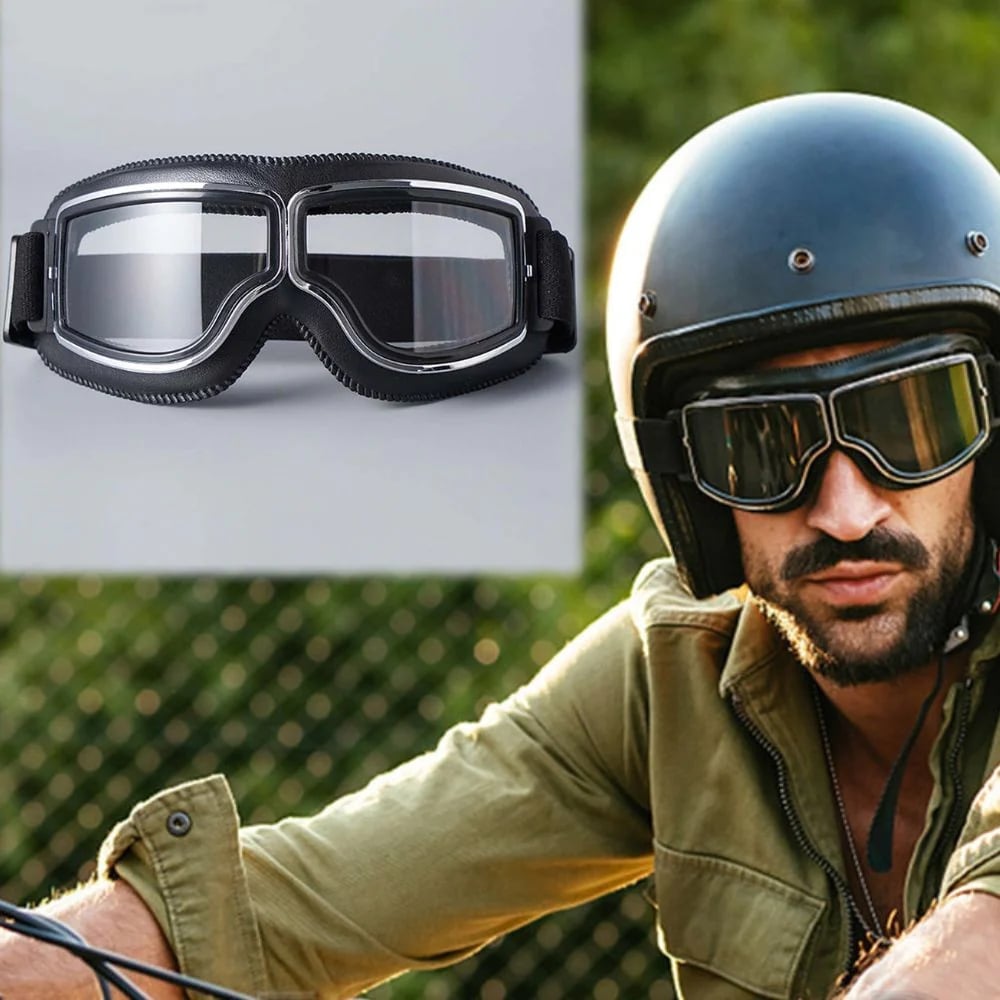 Vintage Motorradbrille | UV-Schutz | Stoßfest & Verstellbar | RetroGoggles