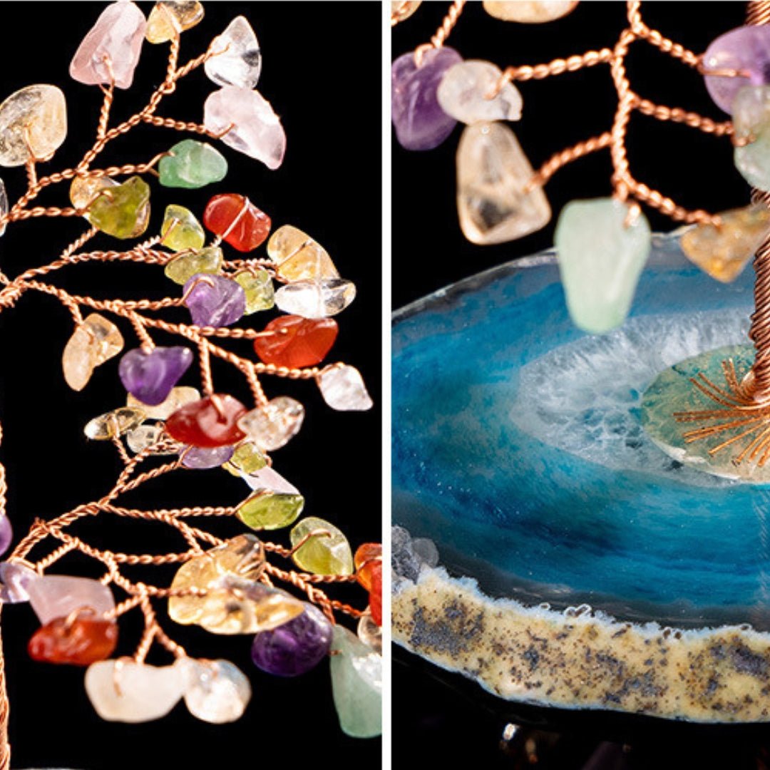 Arbre de Vie 7 Chakras et Agate - Décoration Feng Shui Bureau - Biloria