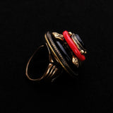 Bague Agate Rouge et Noir Vintage Protection - Biloria