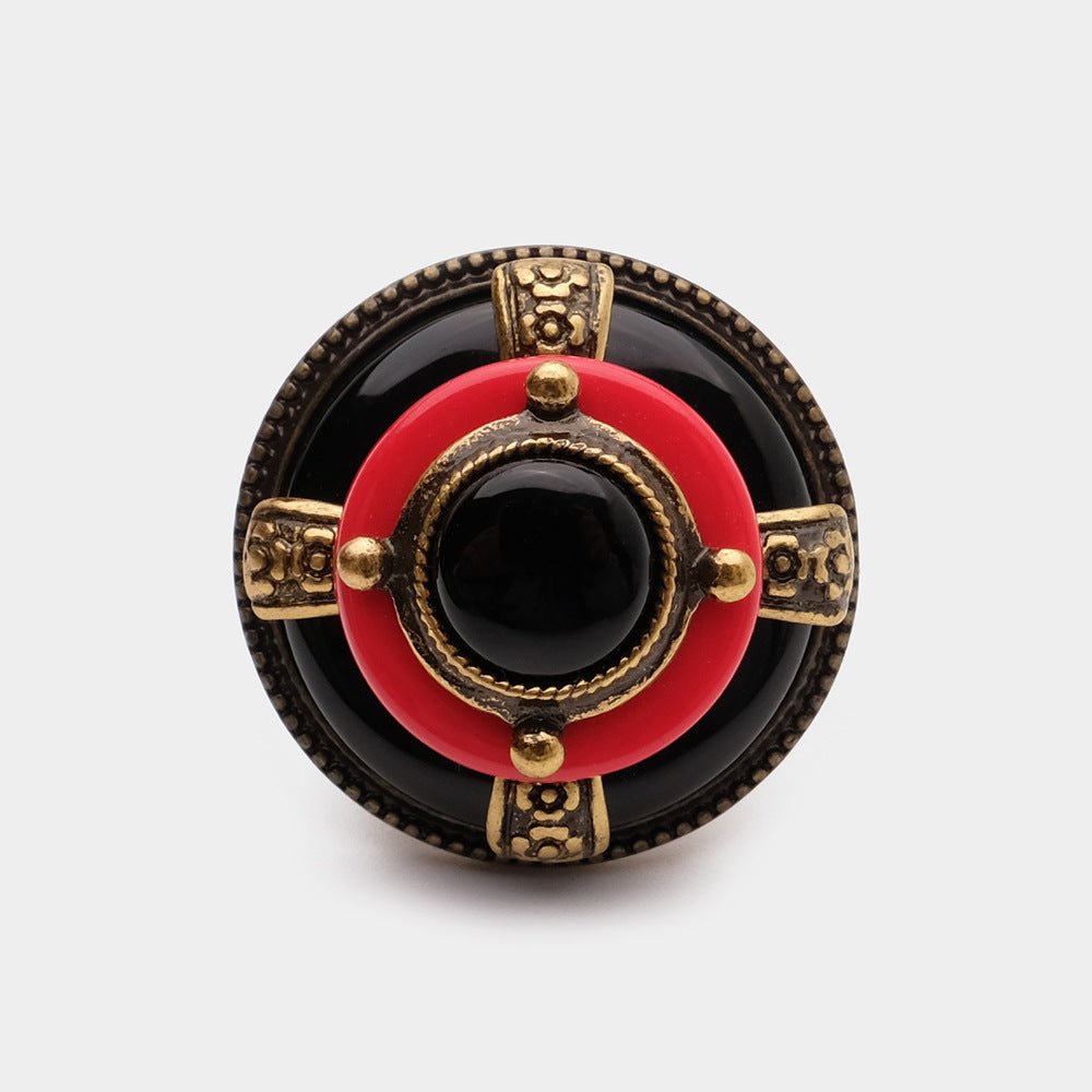 Bague Agate Rouge et Noir Vintage Protection - Biloria
