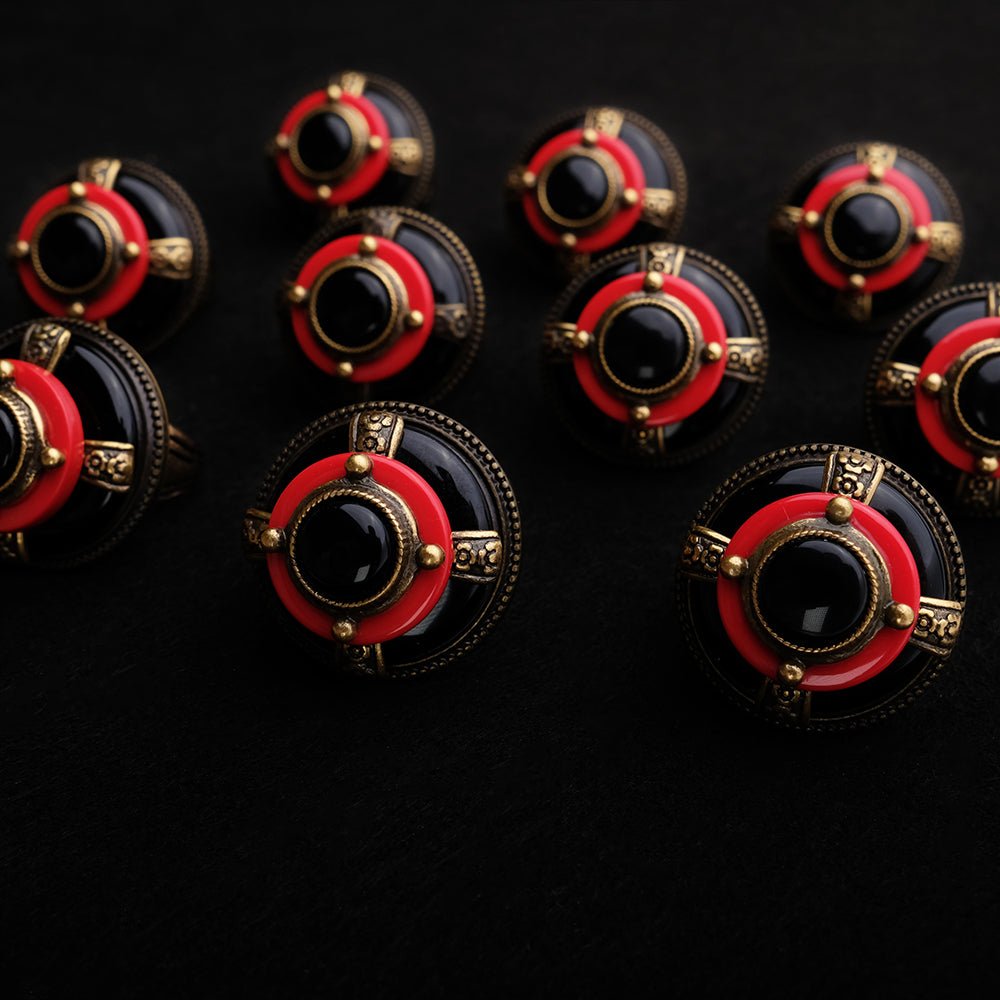 Bague Agate Rouge et Noir Vintage Protection - Biloria