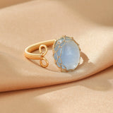Bague Aigue Marine Ajustable – Bijou Artisanal en Fil de Cuivre - Biloria