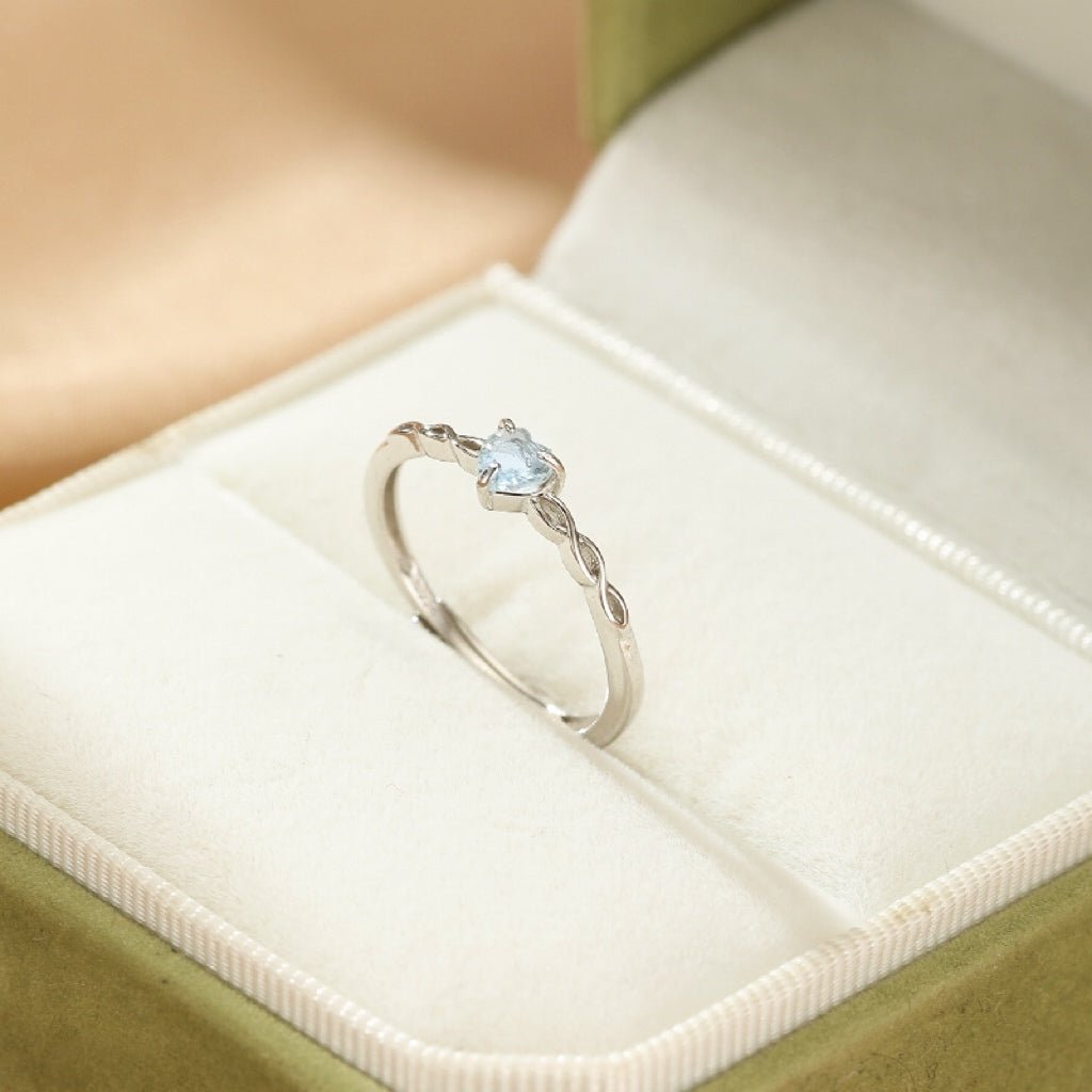 Bague Aigue-marine ajustable en argent | Cœur serein - Biloria