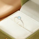 Bague Aigue-Marine en Argent S925 Ajustable pour Méditation - Biloria