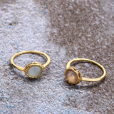 Bague Aigue Marine Labradorite Rêve Bleu Argent Plaqué Or - Biloria