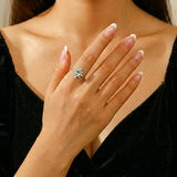 Bague Aigue marine Perles Zircons - Argent 925 Ajustable - Biloria