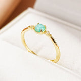 Bague Amazonite Zircon Argent Plaqué Or Taille Ajustable - Biloria