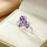 Bague Améthyste Galop de Chance Argent Plaqué Or Ajustable - Biloria