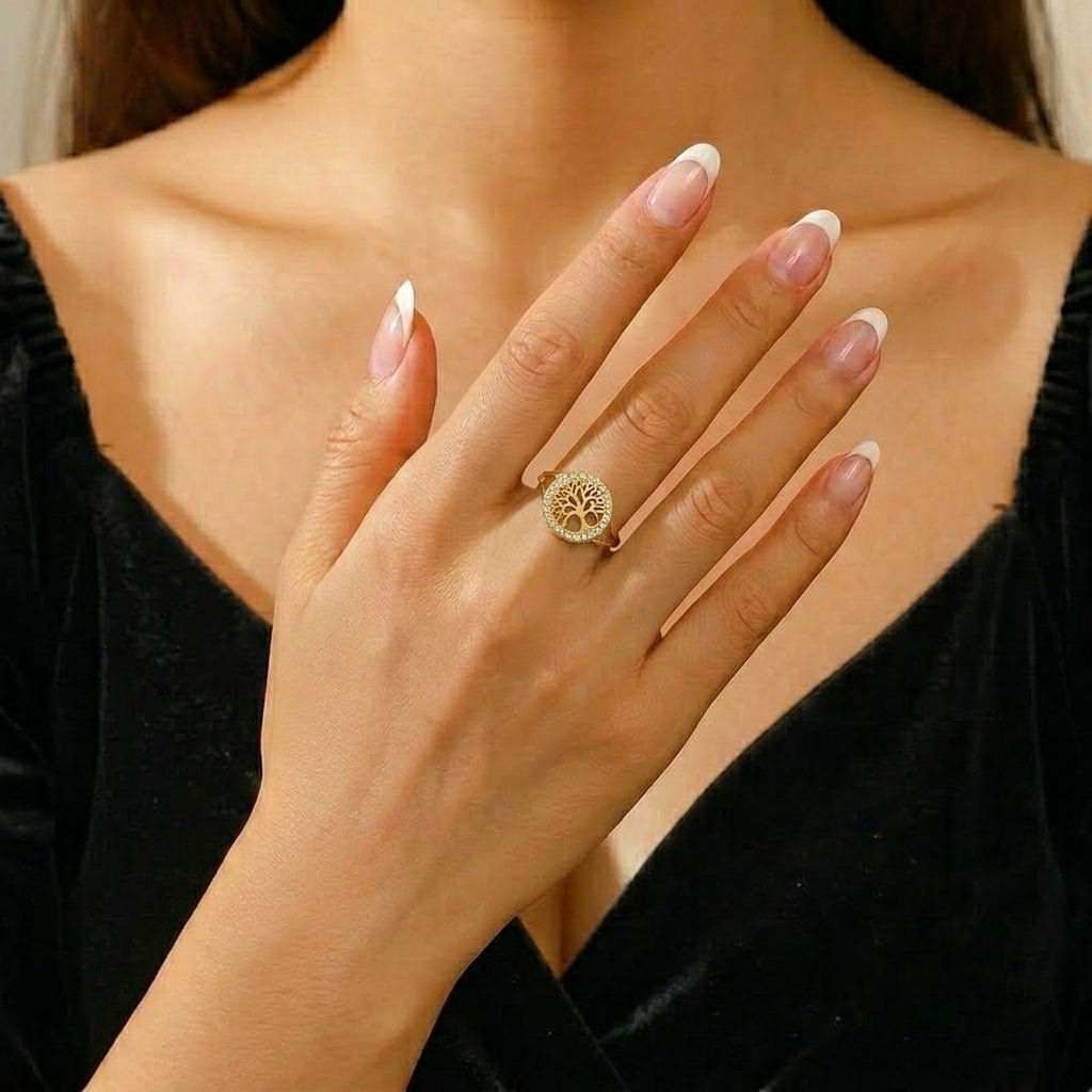 Bague Arbre de Vie Ajustable – Symbole de Nature et Lumière - Biloria