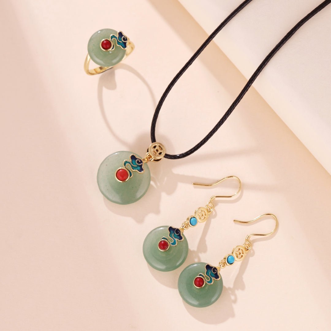 Bague Aventurine avec Nuage et Perles Symboliques - Biloria