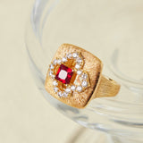 Bague Cornaline Chance Florale Argent Plaqué Or Zircon - Biloria