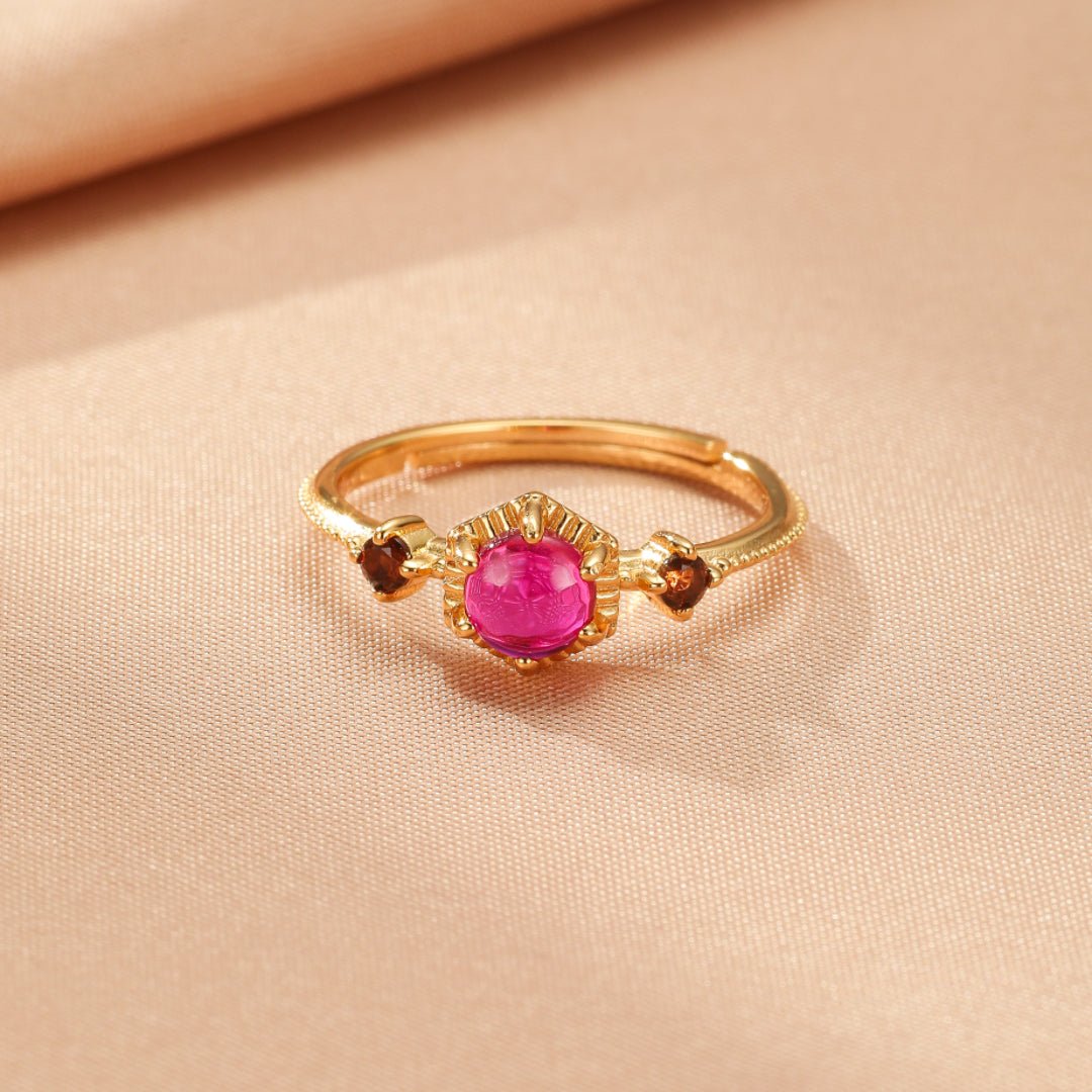 Bague Cornaline Femme Flamme Royale Argent Plaqué Or - Biloria