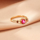 Bague Cornaline Femme Flamme Royale Argent Plaqué Or - Biloria