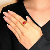 Bague Cornaline Feuillage Impérial – Argent Émaillé, Ajustable - Biloria