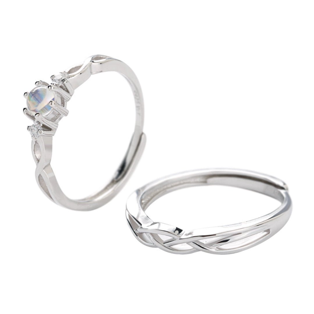 Bague Couple Pierre de Lune Argent 925 – Lien Éternel - Biloria